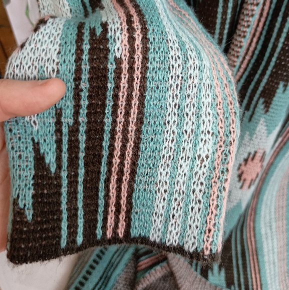 ROCK & ROLL DENIM Patterned Open Front Cardigan Western Boho Sweater (#1,532)(C) - Picture 5 of 9